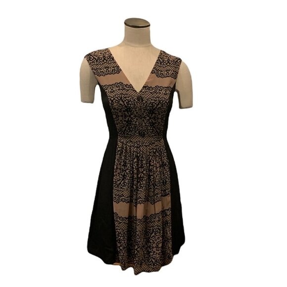 I. Madeline Sleeveless Dress Sz S Black and Brown #207G - Picture 1 of 7